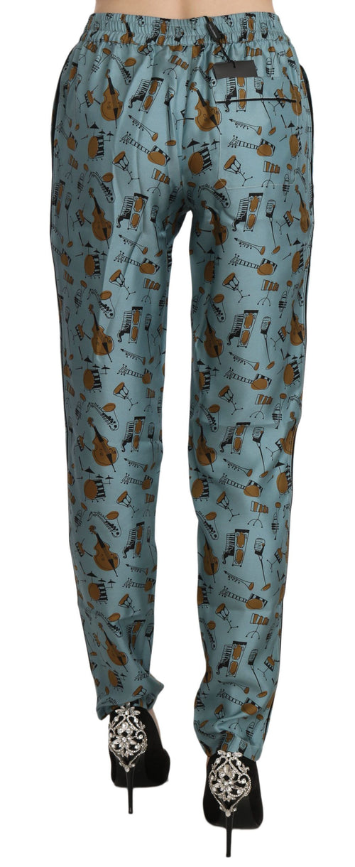 Dolce & Gabbana Blue Musical Instruments Print Tapered Pants - ClickThatClicks 