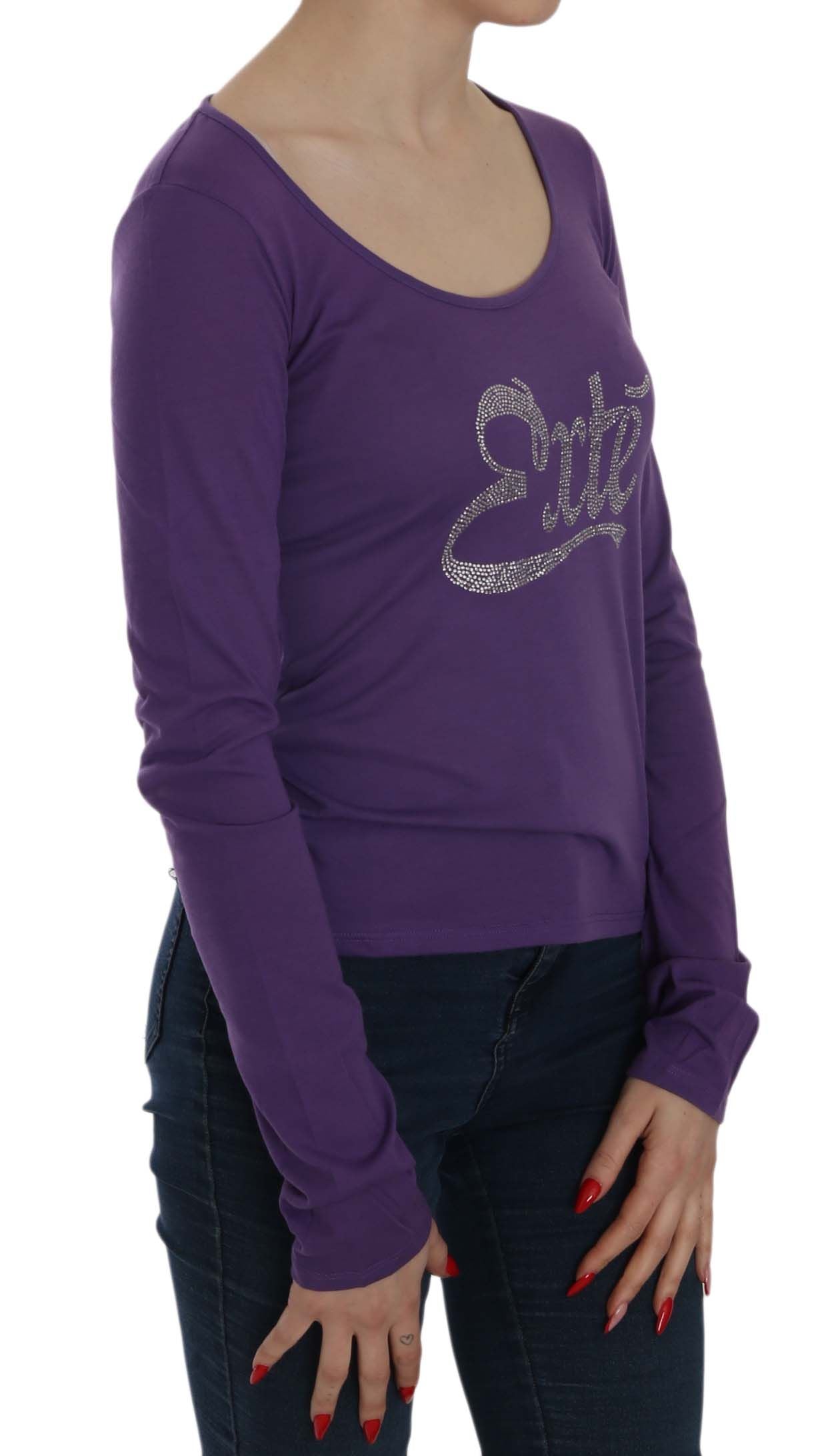 Exte Purple Crystal Embellished Long Sleeve Casual Top - ClickThatClicks 