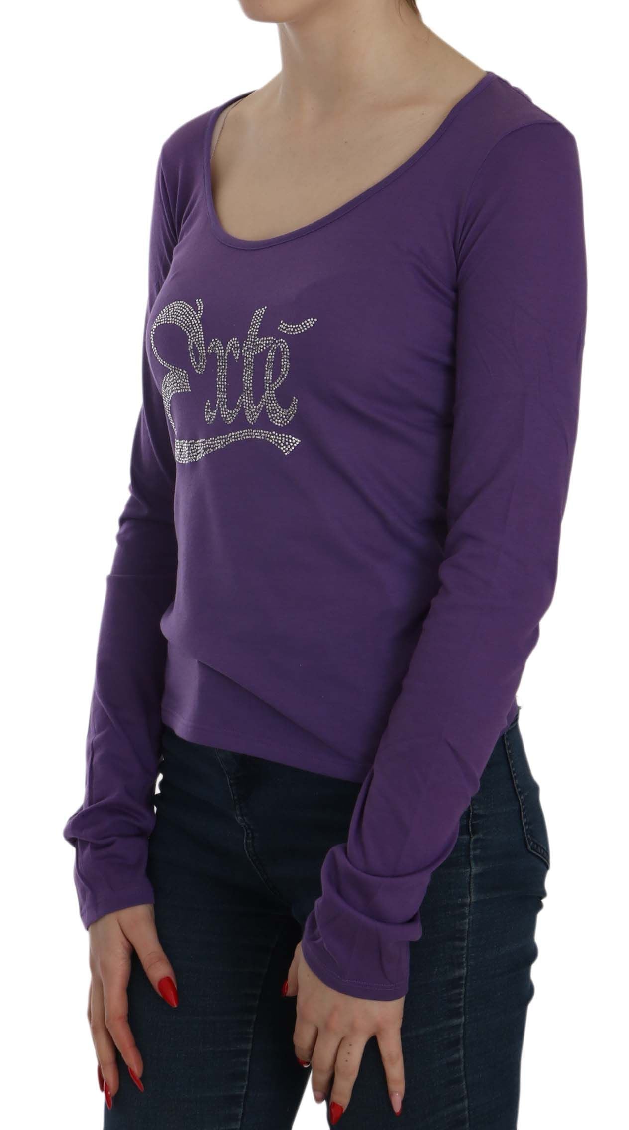 Exte Purple Crystal Embellished Long Sleeve Casual Top - ClickThatClicks 