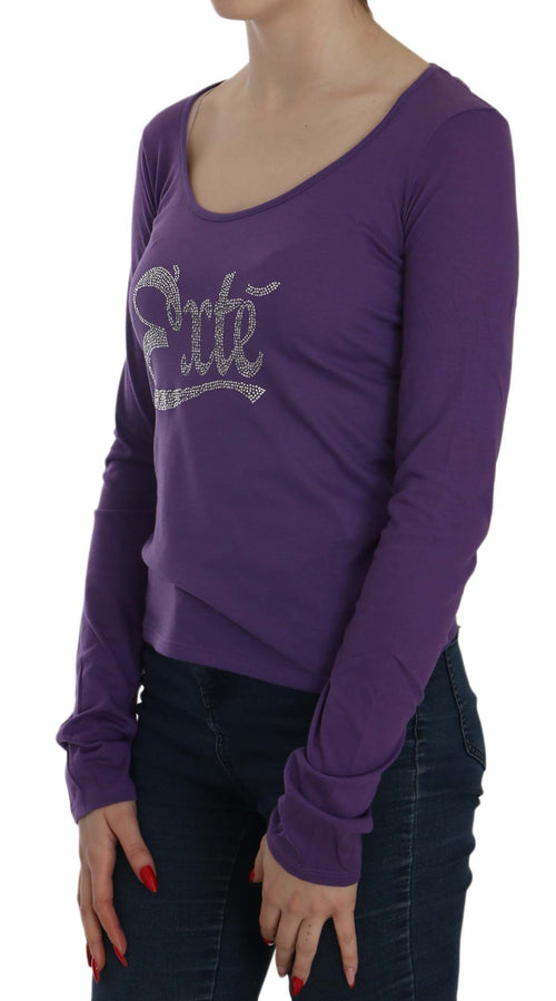Exte Purple Crystal Embellished Long Sleeve Casual Top - ClickThatClicks 