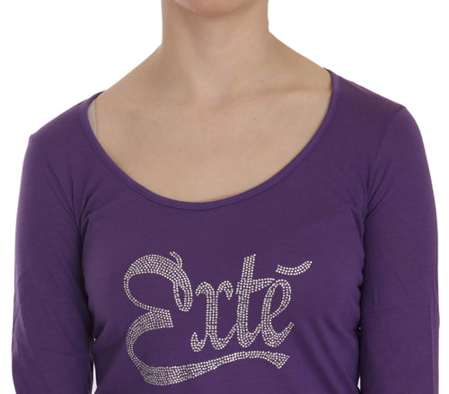 Exte Purple Crystal Embellished Long Sleeve Casual Top - ClickThatClicks 