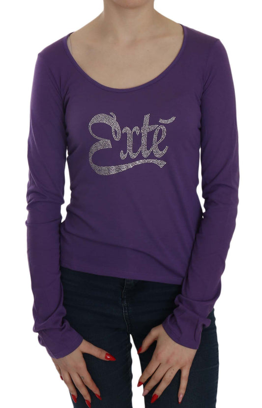 Exte Purple Crystal Embellished Long Sleeve Casual Top - ClickThatClicks 