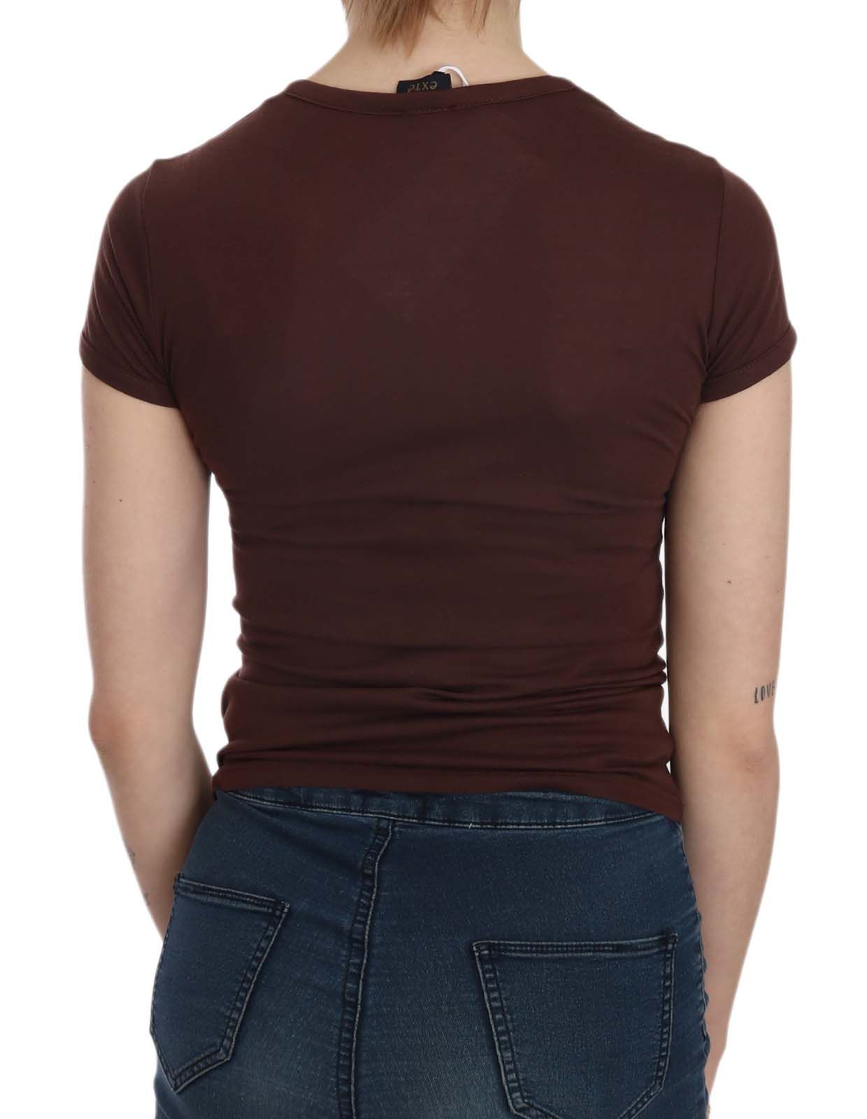 Exte Brown Hearts Short Sleeve Casual T-shirt Top - ClickThatClicks 