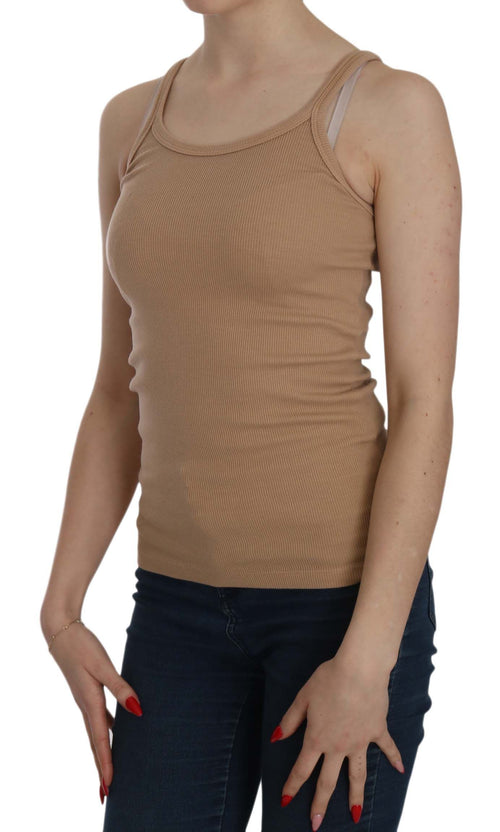 PINK MEMORIES Beige Sleeveless Spaghetti Strap Tank Blouse - ClickThatClicks 