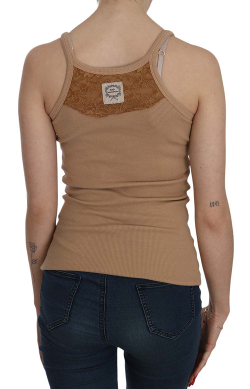 PINK MEMORIES Beige Sleeveless Spaghetti Strap Tank Blouse - ClickThatClicks 