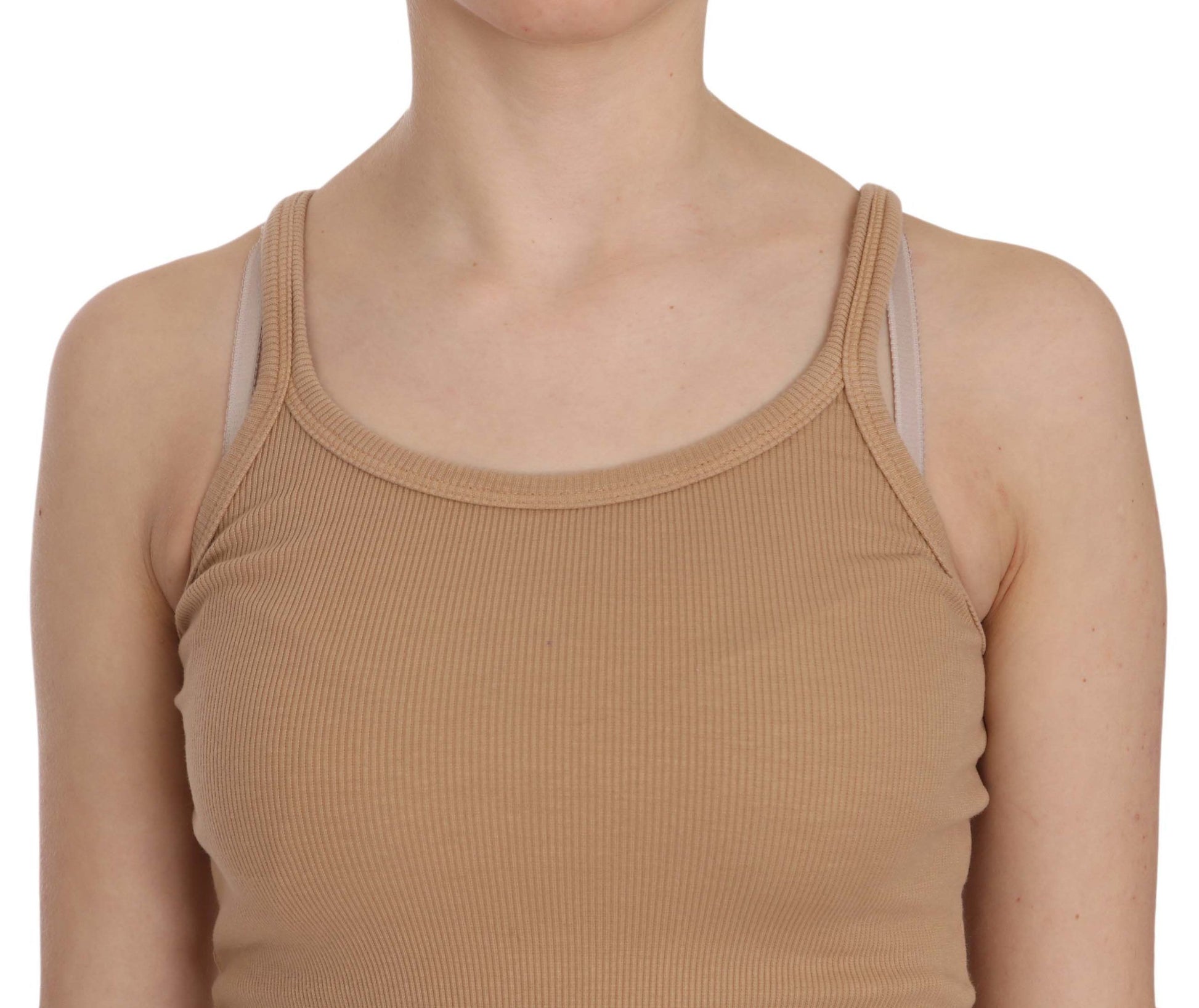 PINK MEMORIES Beige Sleeveless Spaghetti Strap Tank Blouse - ClickThatClicks 