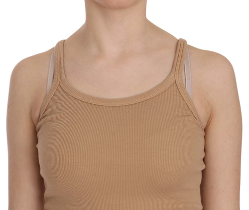 PINK MEMORIES Beige Sleeveless Spaghetti Strap Tank Blouse - ClickThatClicks 