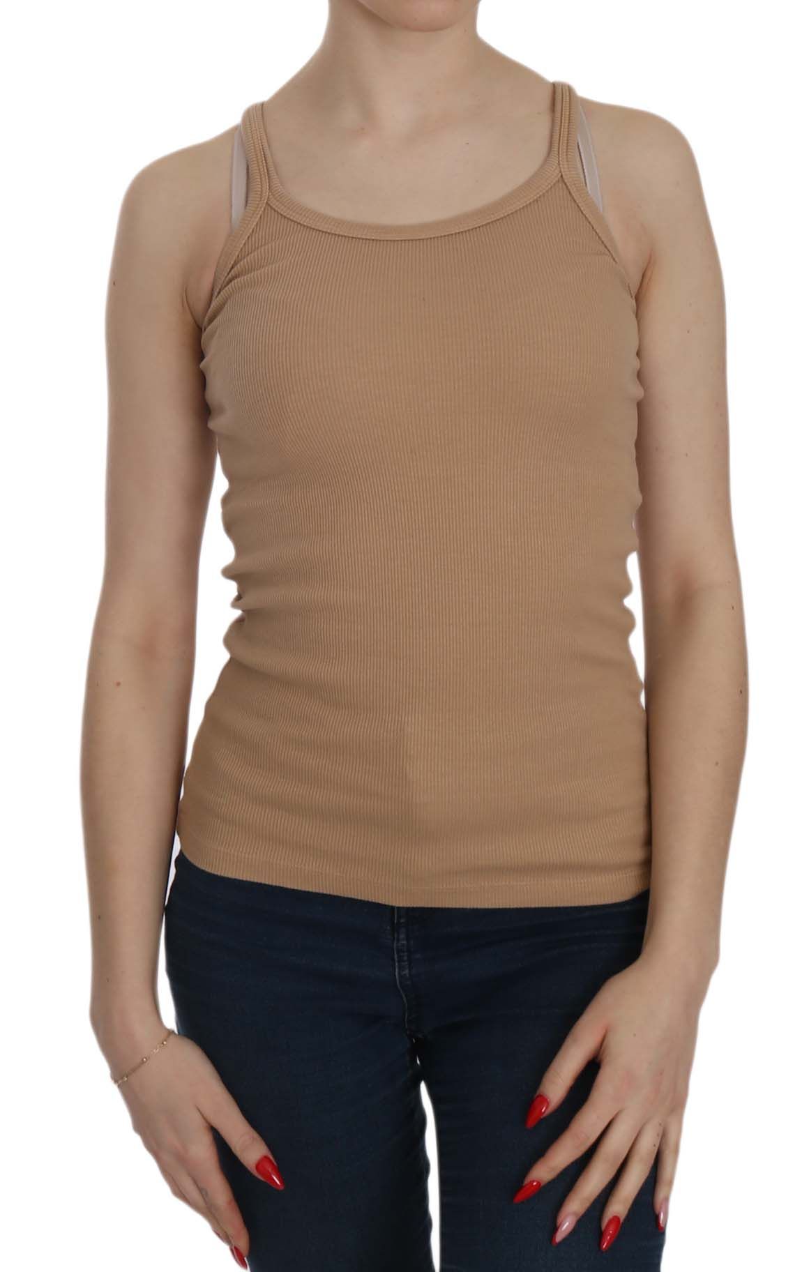 PINK MEMORIES Beige Sleeveless Spaghetti Strap Tank Blouse - ClickThatClicks 