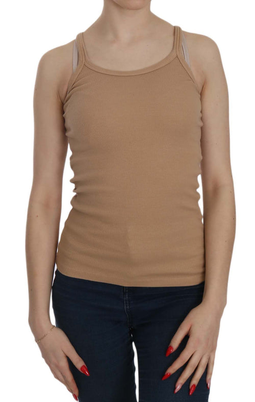 PINK MEMORIES Beige Sleeveless Spaghetti Strap Tank Blouse - ClickThatClicks 