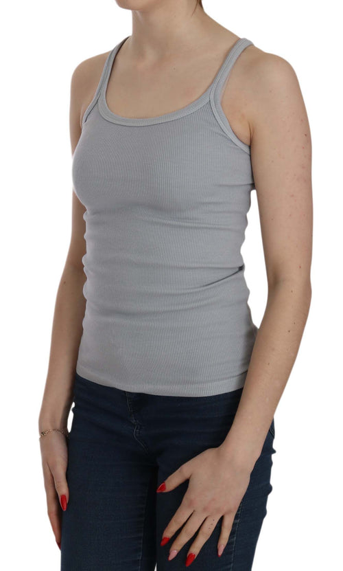 PINK MEMORIES Light Grey Sleeveless Spaghetti Strap Blouse - ClickThatClicks 