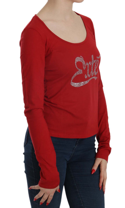 Exte Red Crystal Embellished Long Sleeve Blouse - ClickThatClicks 