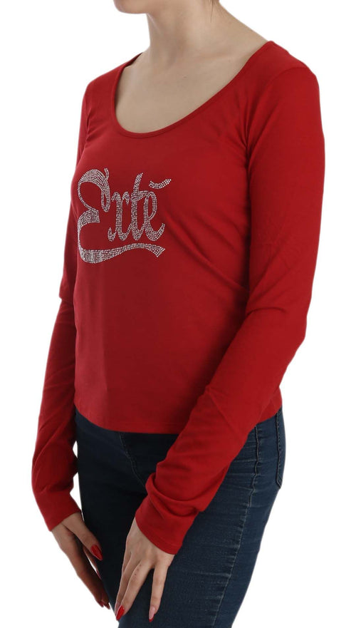 Exte Red Crystal Embellished Long Sleeve Blouse - ClickThatClicks 