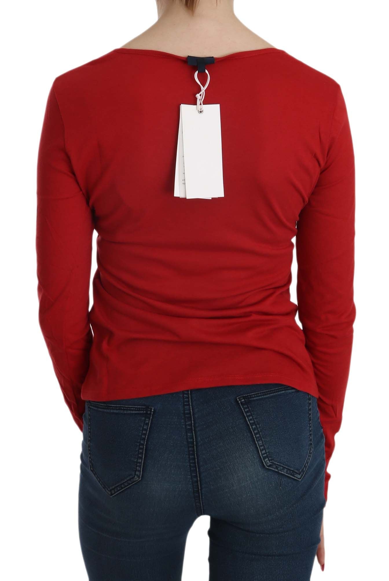 Exte Red Crystal Embellished Long Sleeve Blouse - ClickThatClicks 