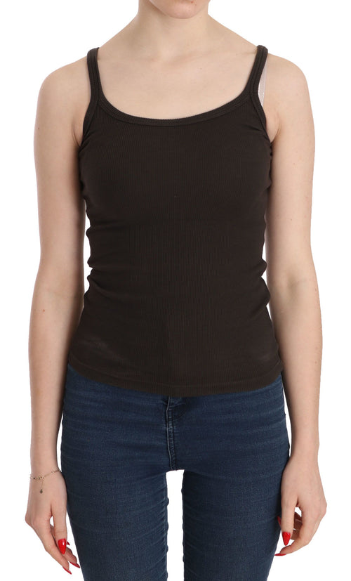 PINK MEMORIES Dark Brown Sleeveless Spaghetti Strap Blouse - ClickThatClicks 