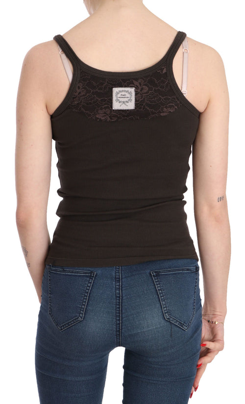 PINK MEMORIES Dark Brown Sleeveless Spaghetti Strap Blouse - ClickThatClicks 