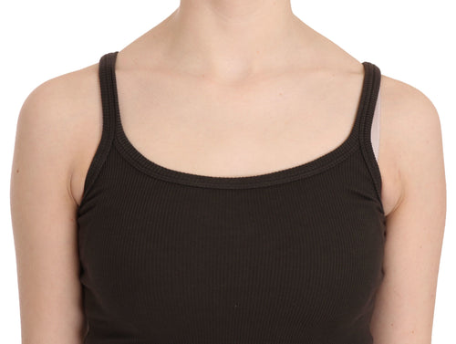 PINK MEMORIES Dark Brown Sleeveless Spaghetti Strap Blouse - ClickThatClicks 