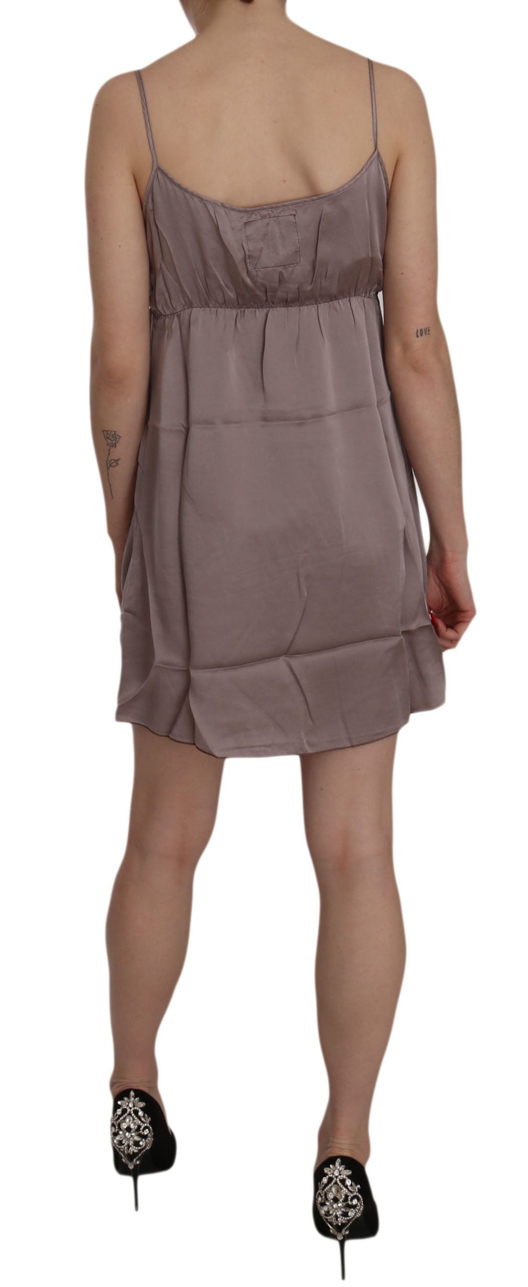 PINK MEMORIES Purple Spaghetti A-line Mini Silk Dress - ClickThatClicks 
