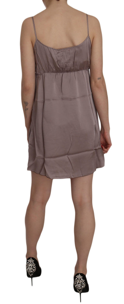 PINK MEMORIES Purple Spaghetti A-line Mini Silk Dress - ClickThatClicks 