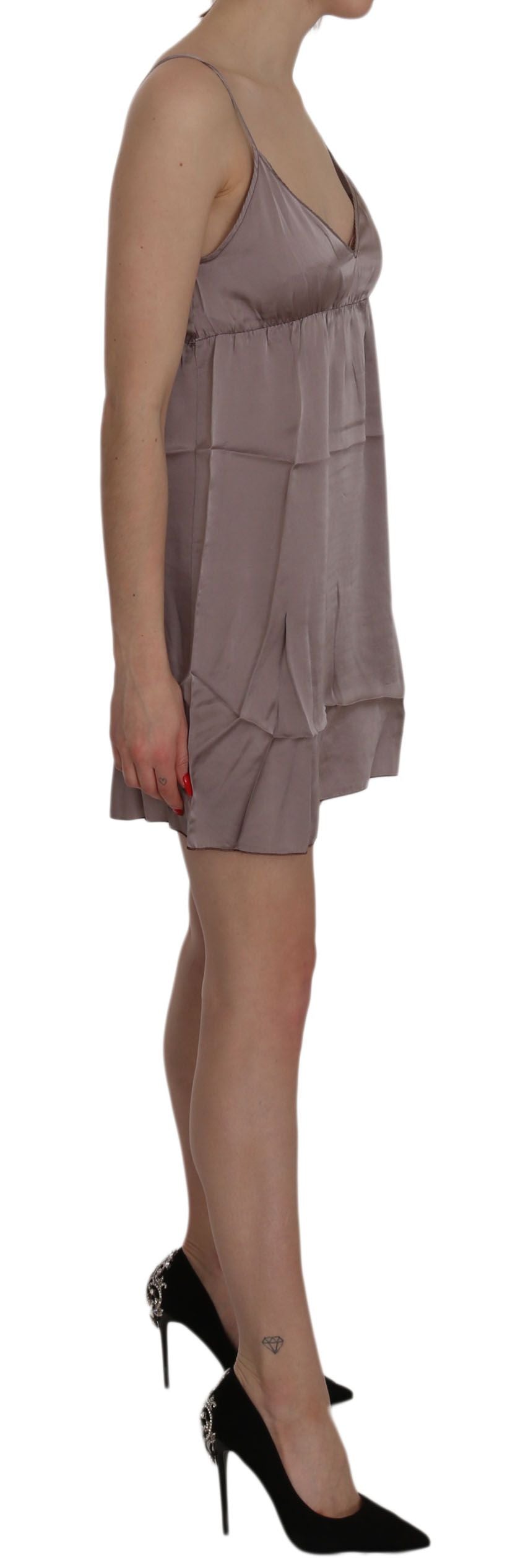PINK MEMORIES Purple Spaghetti A-line Mini Silk Dress - ClickThatClicks 