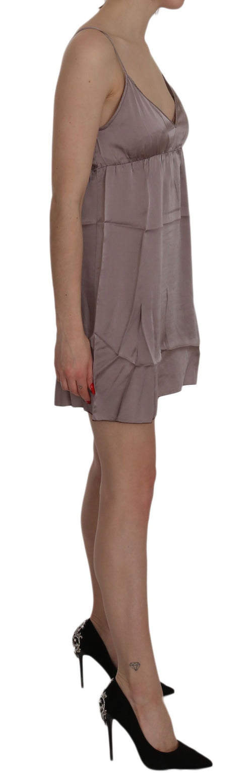 PINK MEMORIES Purple Spaghetti A-line Mini Silk Dress - ClickThatClicks 