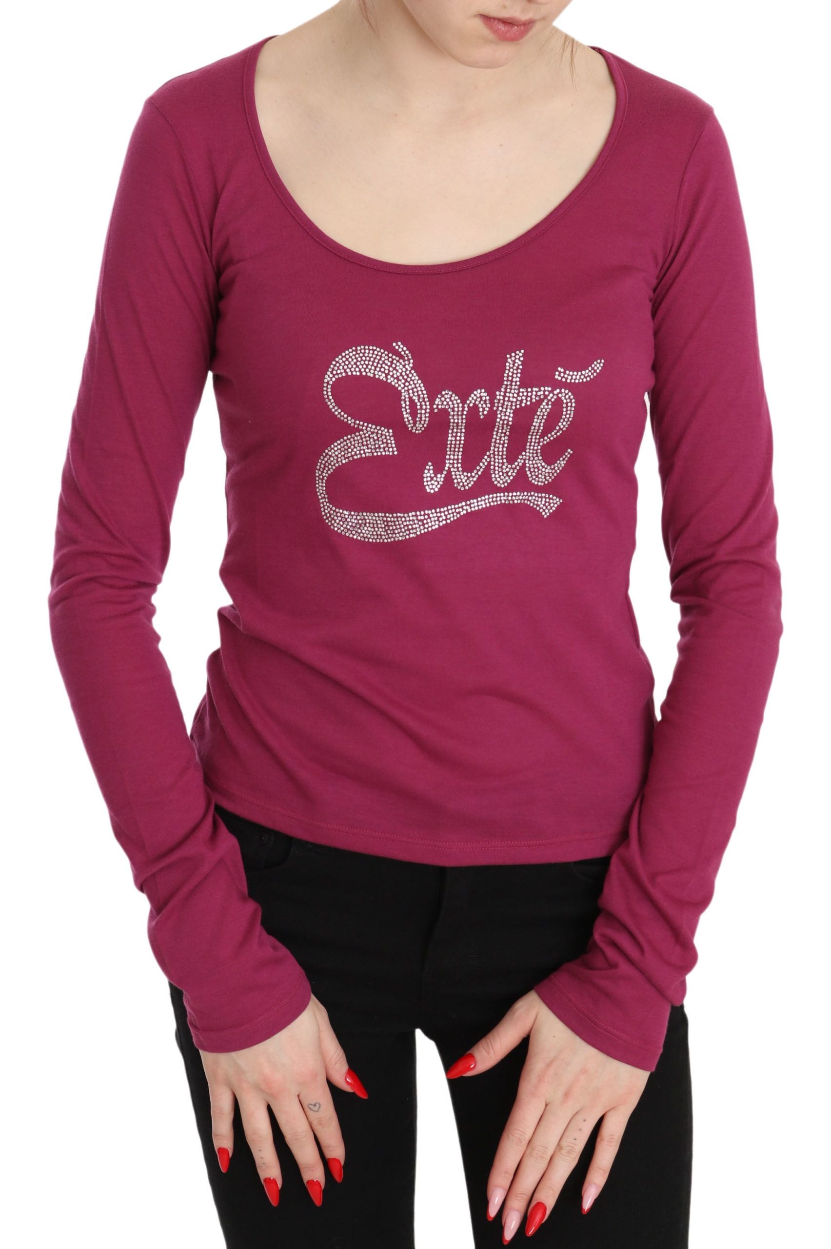 Pink Exte Crystal Embellished Long Sleeve Top - ClickThatClicks 