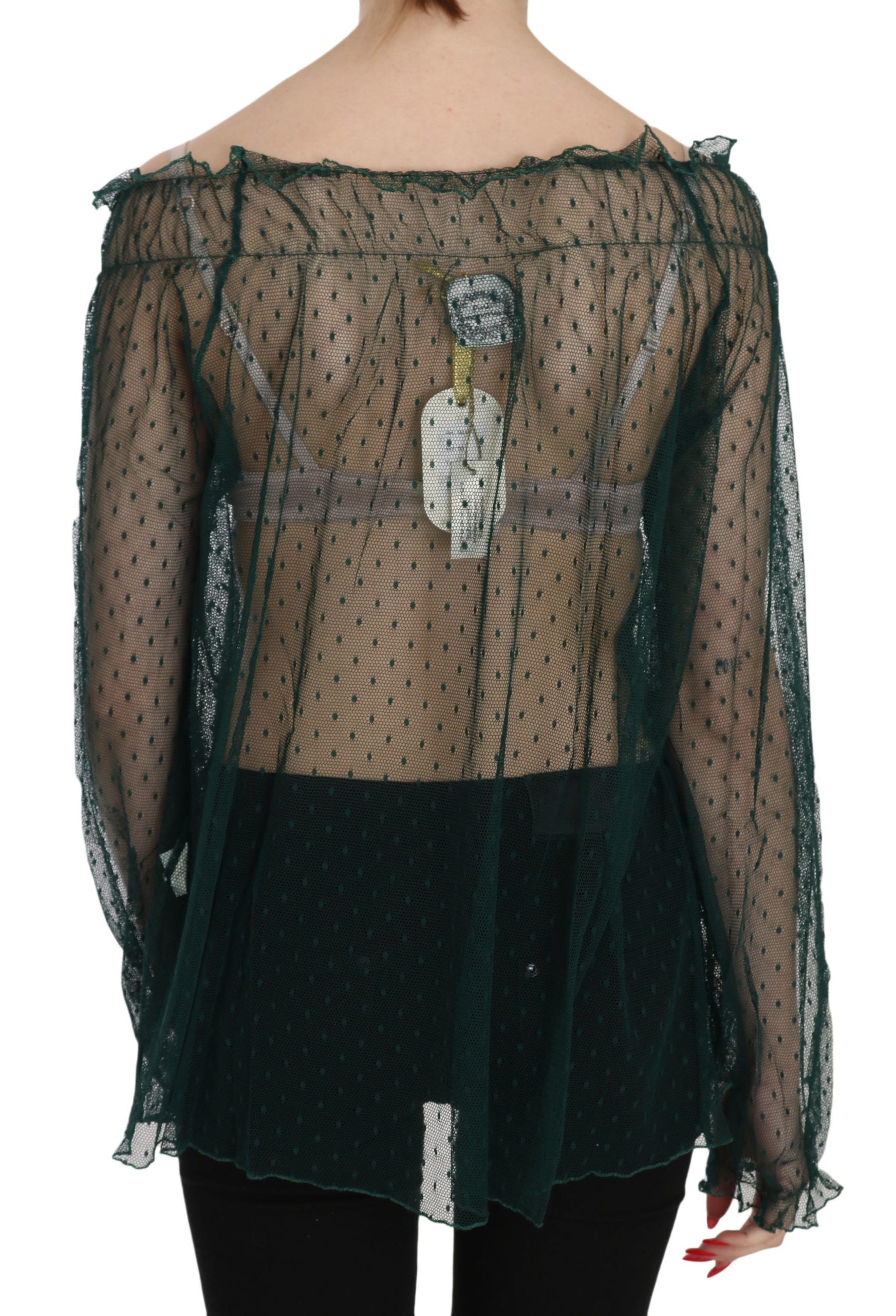 PINK MEMORIES Green Mesh See Through Long Sleeve Top Blouse - ClickThatClicks 