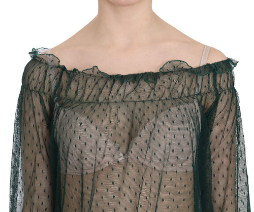 PINK MEMORIES Green Mesh See Through Long Sleeve Top Blouse - ClickThatClicks 