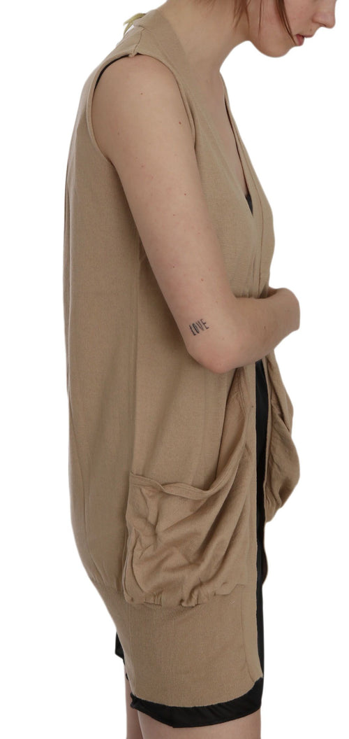PINK MEMORIES Brown 100% Cotton Sleeveless Cardigan Top Vest - ClickThatClicks 