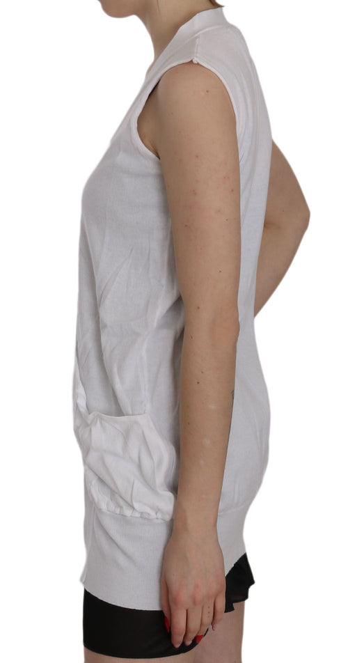 PINK MEMORIES White 100% Cotton Sleeveless Cardigan Top Vest - ClickThatClicks 