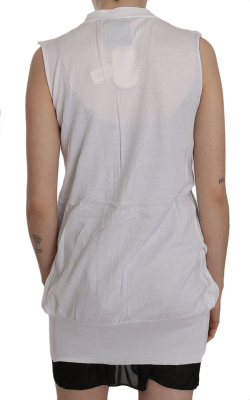 PINK MEMORIES White 100% Cotton Sleeveless Cardigan Top Vest - ClickThatClicks 