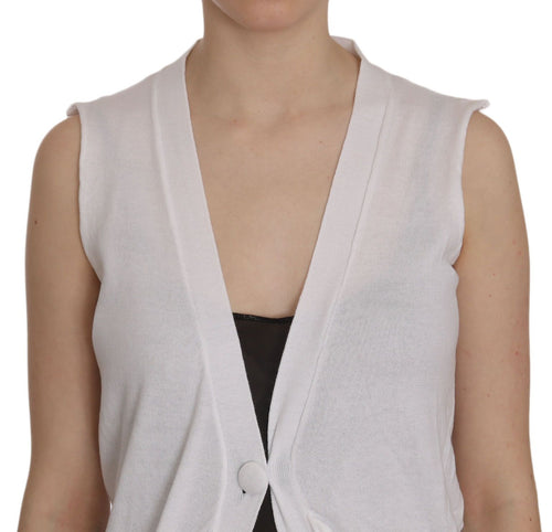 PINK MEMORIES White 100% Cotton Sleeveless Cardigan Top Vest - ClickThatClicks 
