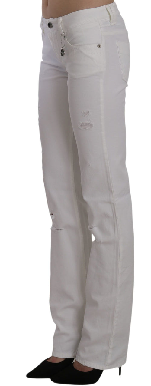 Costume National White Cotton Slim Fit Straight Jeans Pants - ClickThatClicks 
