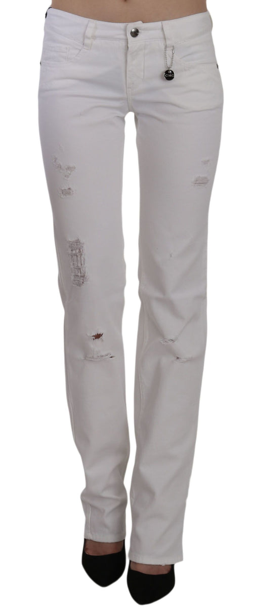 Costume National White Cotton Slim Fit Straight Jeans Pants - ClickThatClicks 