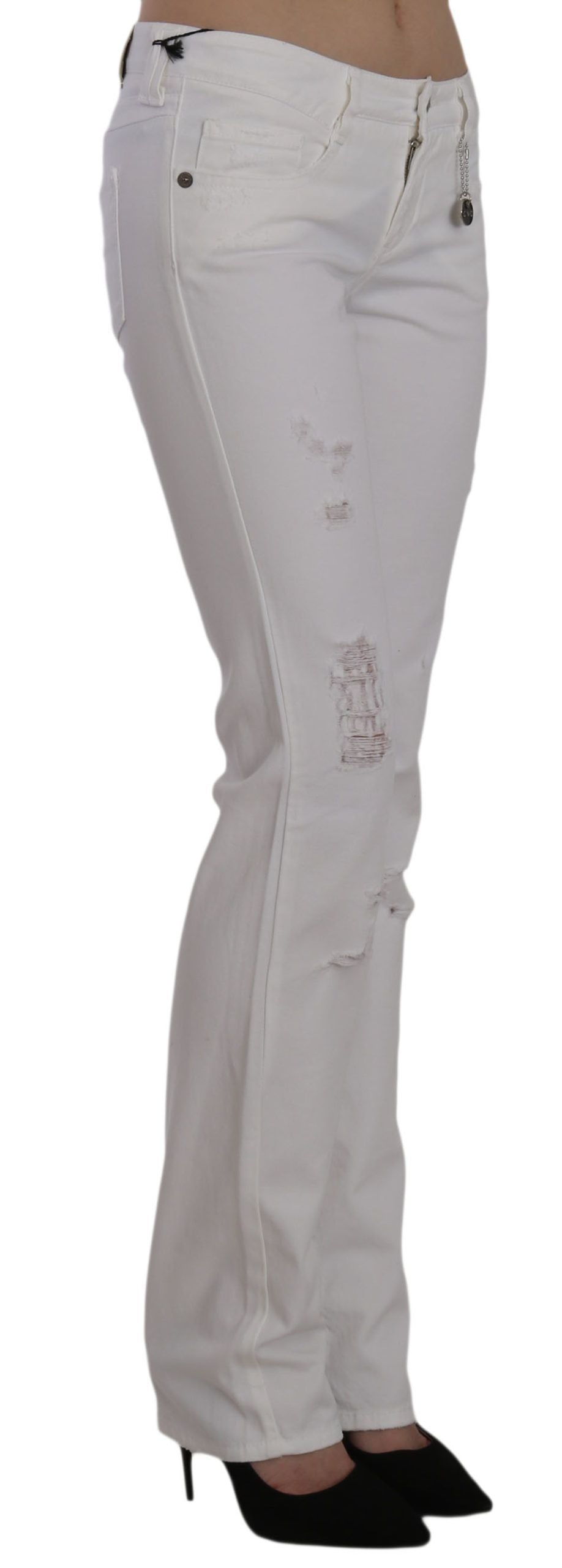Costume National White Cotton Slim Fit Straight Jeans Pants - ClickThatClicks 