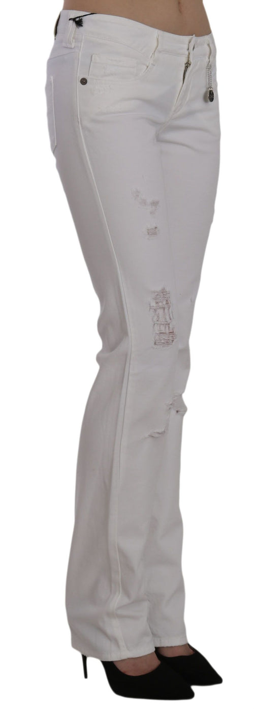 Costume National White Cotton Slim Fit Straight Jeans Pants - ClickThatClicks 