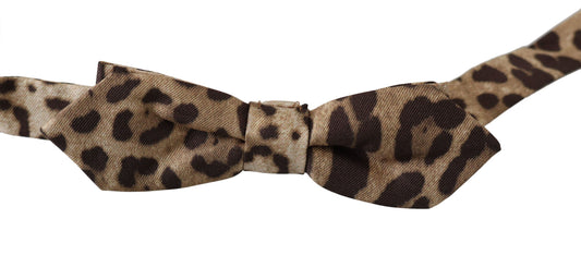 Dolce & Gabbana Brown Leopard Silk Adjustable Neck Papillon Men Bow Tie - ClickThatClicks 