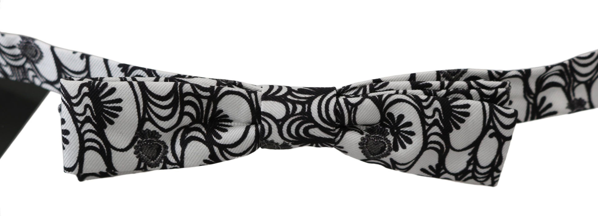 Dolce & Gabbana White Pattern Silk Adjustable Neck Papillon Tie - ClickThatClicks 