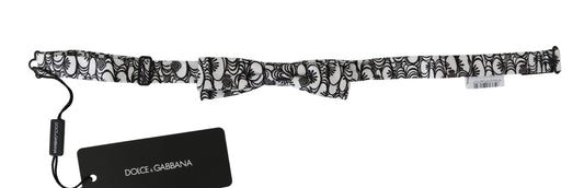 Dolce & Gabbana White Pattern Silk Adjustable Neck Papillon Tie - ClickThatClicks 