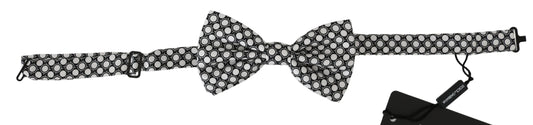 Dolce & Gabbana Men Black White Circles Adjustable Neck Papillon Bow Tie - ClickThatClicks 