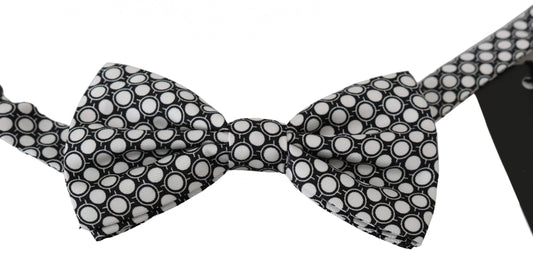 Dolce & Gabbana Men Black White Circles Adjustable Neck Papillon Bow Tie - ClickThatClicks 