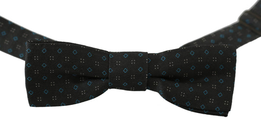Dolce & Gabbana Men Gray Pattern Silk Adjustable Neck Papillon Bow Tie - ClickThatClicks 