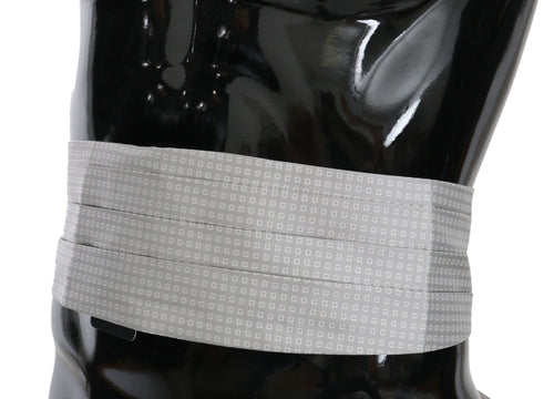 Dolce & Gabbana Gray Patterned Waist Belt Silk Cummerbund - ClickThatClicks 