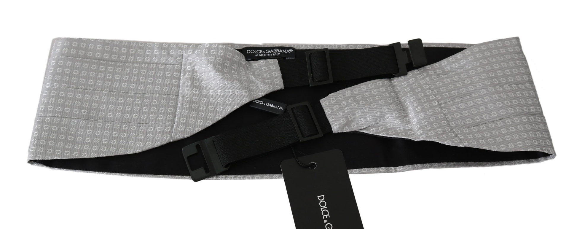 Dolce & Gabbana Gray Patterned Waist Belt Silk Cummerbund - ClickThatClicks 