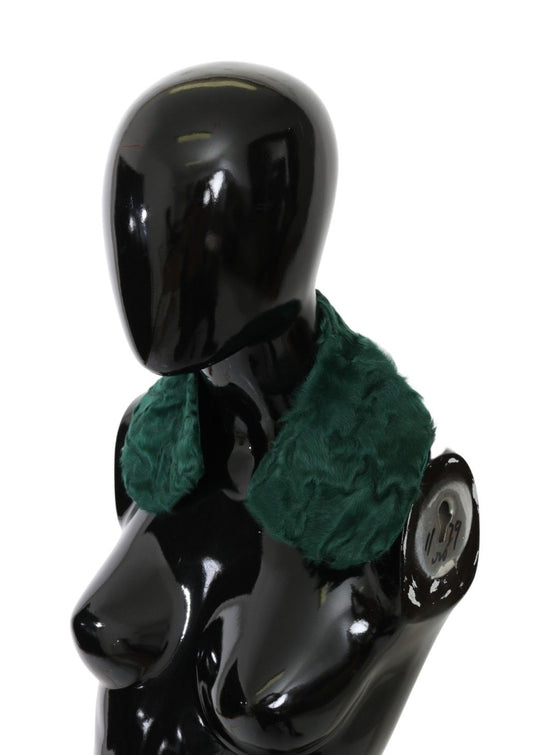 Dolce & Gabbana Green Fur Shoulder Collar Wrap Lambskin Scarf - ClickThatClicks 