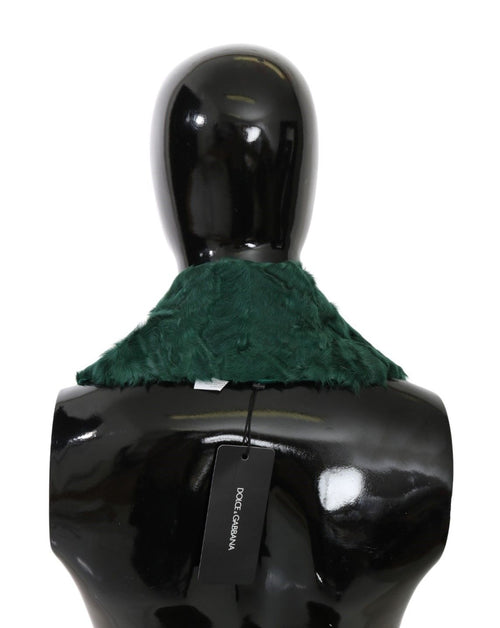 Dolce & Gabbana Green Fur Shoulder Collar Wrap Lambskin Scarf - ClickThatClicks 