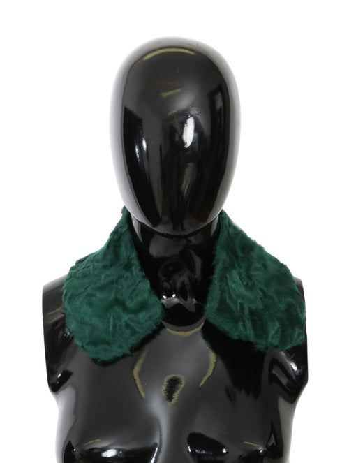 Dolce & Gabbana Green Fur Shoulder Collar Wrap Lambskin Scarf - ClickThatClicks 