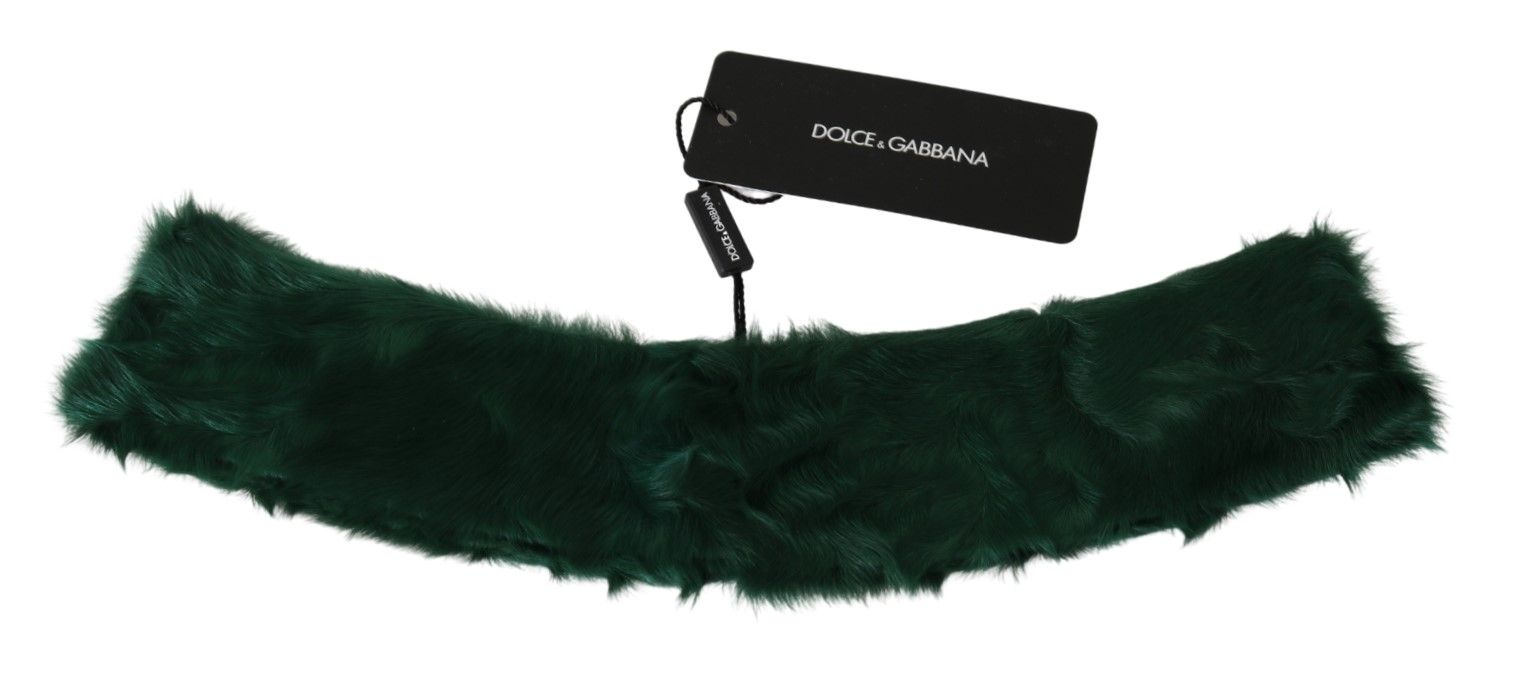 Dolce & Gabbana Green Fur Neck Collar Wrap Lambskin Scarf - ClickThatClicks 