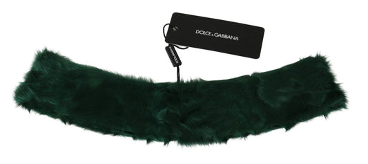 Dolce & Gabbana Green Fur Neck Collar Wrap Lambskin Scarf - ClickThatClicks 