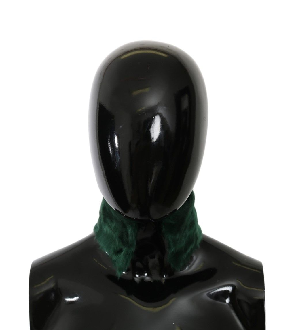 Dolce & Gabbana Green Fur Neck Collar Wrap Lambskin Scarf - ClickThatClicks 
