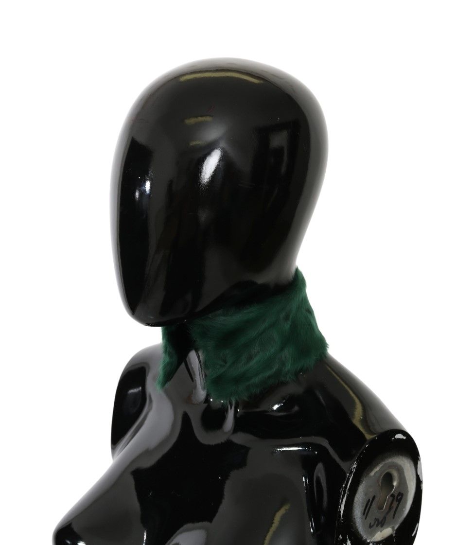 Dolce & Gabbana Green Fur Neck Collar Wrap Lambskin Scarf - ClickThatClicks 
